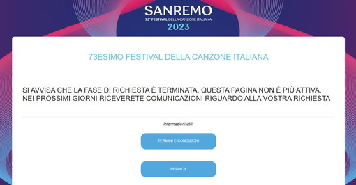 Festival di Sanremo 2023: i 300 biglietti in vendita on line esauriti in pochi minuti