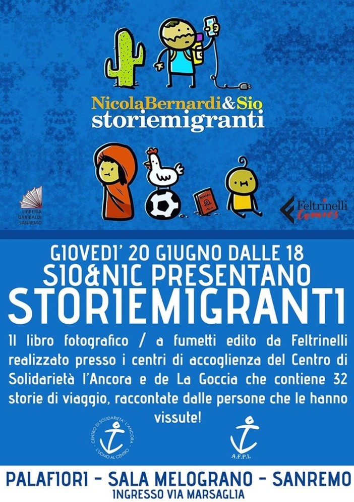 Sanremo: giovedì prossimo al Palafiori la presentazione del libro a fumetti “Storiemigranti”