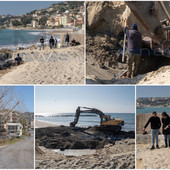 Causa civile per lo sfioratore di Arma di Taggia: escavatore trova il vecchio tubo sotto le spiagge (Foto e Video)