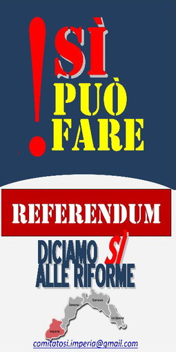 Nasce il comitato 'Si può fare Imperia': è promotore del 'Si' al prossimo referendum costituzionale