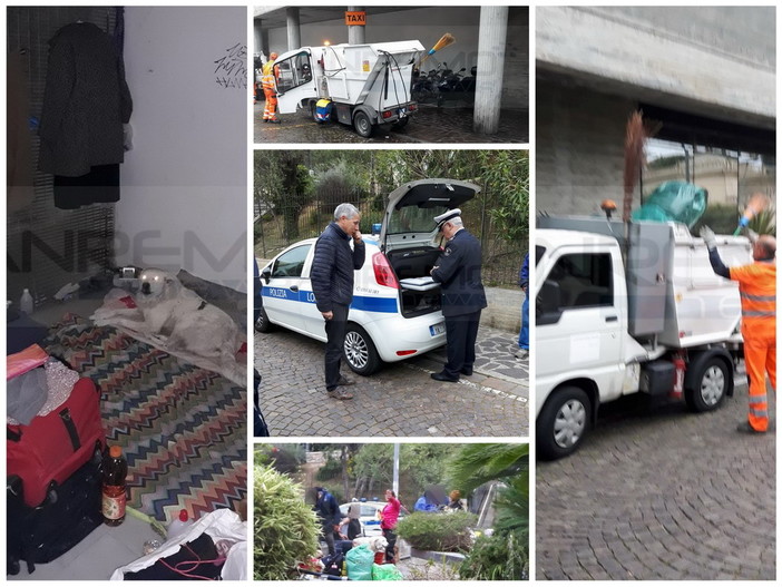 Sanremo: nuovo sgombero di clochard questa mattina dalla stazione ferroviaria, intervento della Municipale (Foto)