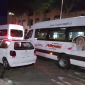 Gli scuolabus della Fratarcangeli, martedì sera ad Arma di Taggia