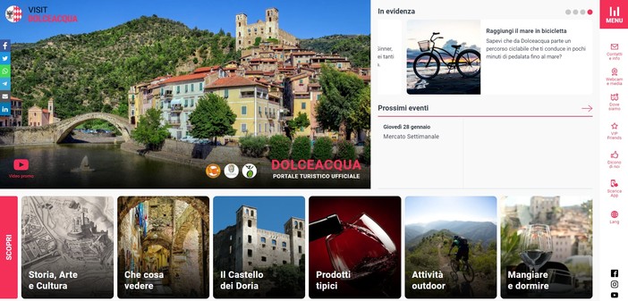 Dolceacqua: per prepararsi alla ripresa post covid, il comune lancia il suo nuovo sito web turistico ed rinnova quello amministrativo