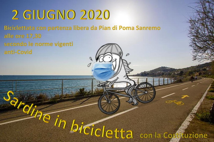 Scatterà da Pian di Poma a Sanremo il 2 giugno la manifestazione delle Sardine ponentine 'Pedalando con la Costituzione'