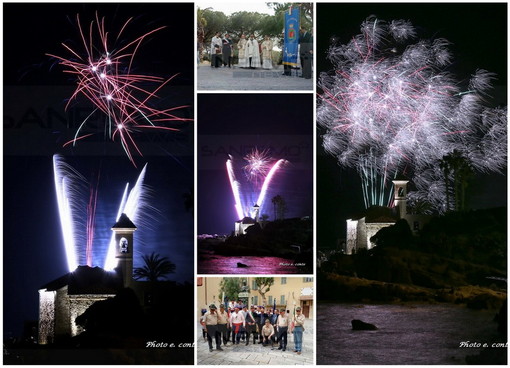 Bordighera: grande partecipazione ieri per la Processione e per i suggestivi fuochi d'artificio per Sant'Ampelio (Foto)