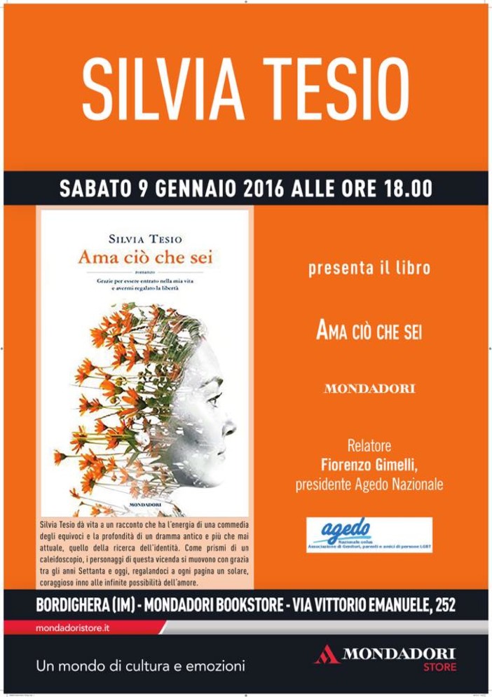 Bordighera: Silvia Tesio presenta ul suo ultimo libro &quot;Ama cià che sei&quot;, edito da Mondadori