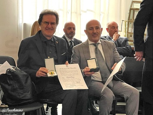 Anche due sanremesi a Genova per ricevere l'onorificenza della 'Stella al Merito del Lavoro' (Foto e Video)