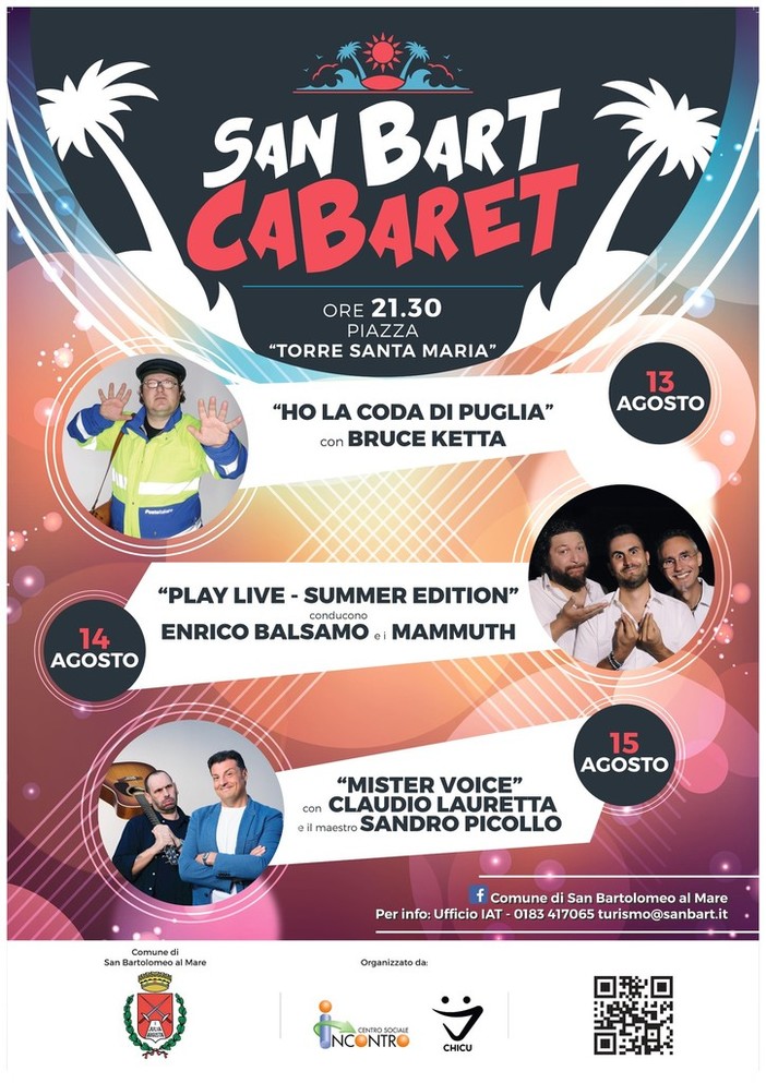 Da domenica a martedì a San Bartolomeo al Mare 'San Bart Cabaret': tre serate per ridere a crepapelle