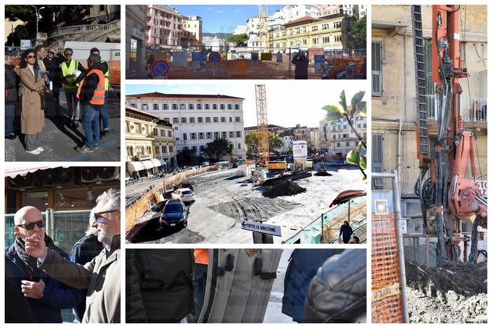 Sanremo: rumori e polveri nel cantiere di piazza Eroi, oggi sopralluogo e problemi parzialmente risolti (Foto e Video)