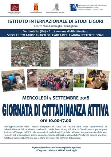 Ventimiglia: mercoledì dalle 10 alle 16 porte aperte alla cittadinanza per partecipare agli scavi archeologici