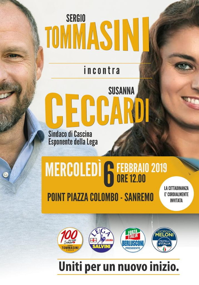 Elezioni Sanremo: mercoledì al point di Tommasini ospite il Sindaco di Cascina Susanna Ceccardi