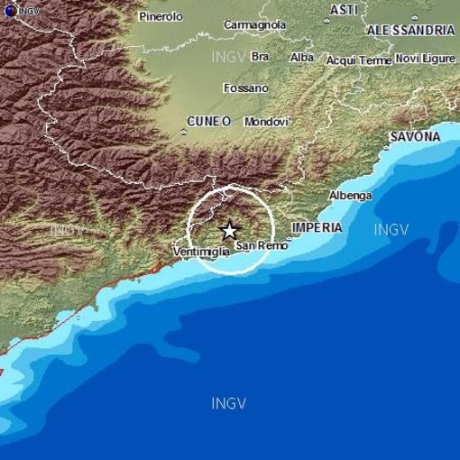 La cartina con l'epicentro del sisma