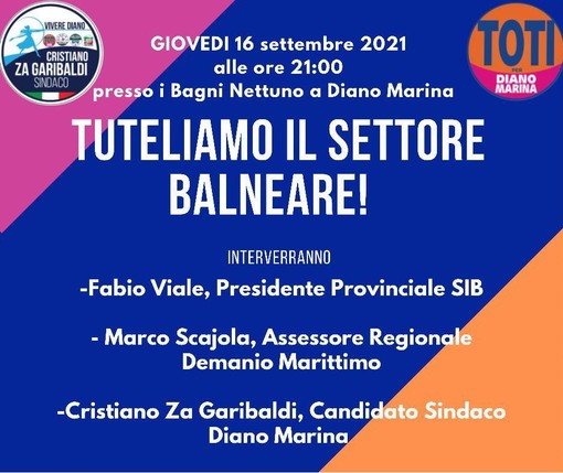 Diano Marina: domani ai bagni Nettuno Za Garibaldi e Marco Scajola incontrano gli operatori del settore balneare