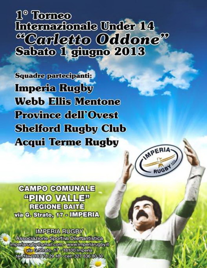 Rugby giovanile: sabato prossimo ad Imperia la prima edizione del 'Memorial Oddone' under 14