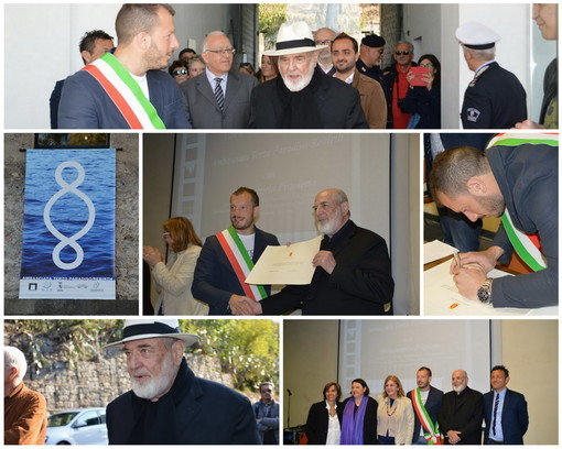 Ventimiglia: iniziata al 'Mar' la mattinata del 'Terzo Paradiso' con Michelangelo Pistoletto (Foto e Video)