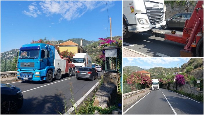 Tir in panne a Ventimiglia: viabilità bloccata in corso Francia (Foto)