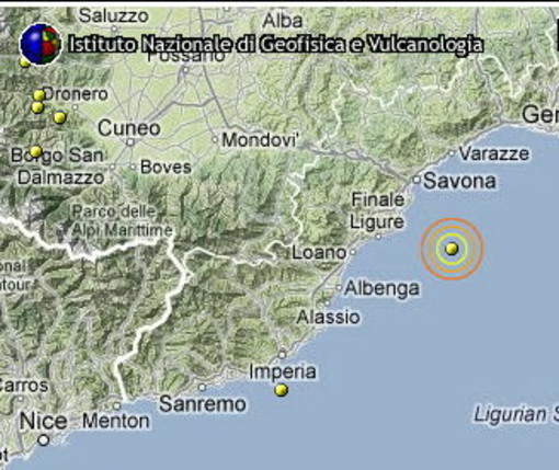 La mappa del terremoto (da Ingv)