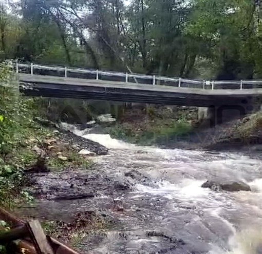 Maltempo: ecco la forza del torrente Argentina questa mattina a Molini di Triora (Gavano)