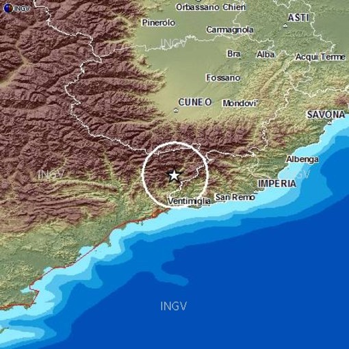 La cartina con l'ubicazione del terremoto