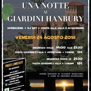 Venerdì 24 agosto “Una notte ai Giardini Hanbury” con Ventimiglia Viva