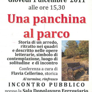 Ventimiglia: oggi pomeriggio al dopolavoro una conferenza su 'Una panchina al parco'