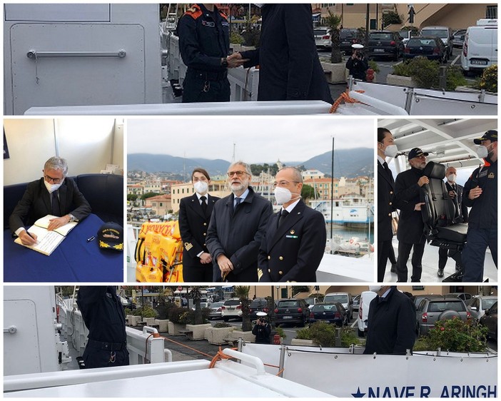 Sanremo: questa mattina la visita del Prefetto su nave 'Roberto Aringhieri' che da ieri è in porto (Foto)