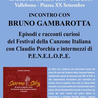 Vallebona: domani sera (ore 21.15) in piazza XX Settembre un omaggio al Festival di Sanremo con Bruno Gambarotta