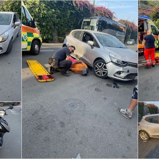 Ventimiglia, scontro auto-moto in corso Genova: un ferito (Foto)