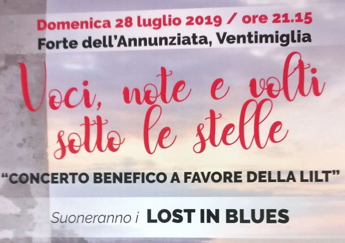 Ventimiglia: domenica prossima al Forte concerto benefico dei 'Lost in blues' a favore della Lilt