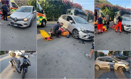 Ventimiglia, scontro auto-moto in corso Genova: un ferito (Foto)
