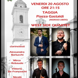 Taggia: stasera debutto in piazza Gastaldi per i West Side Quartet