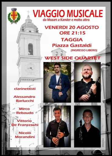 Taggia: stasera debutto in piazza Gastaldi per i West Side Quartet