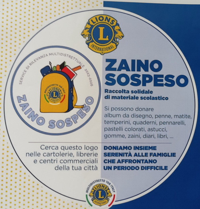 Sanremo: grazie al Lions Club Sanremo Matutia lanciata l'iniziativa 'Zaino sospeso'