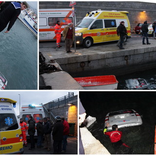 Sanremo: due uomini a bordo di una 'City car' finisco in acqua al porto vecchio