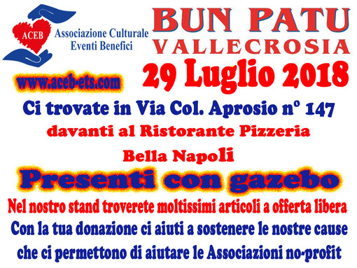 Vallecrosia: anche l'Associazione Culturale Eventi Benefici di Camporosso, parteciperà al Bun Patu