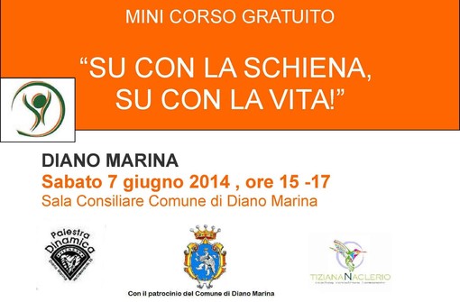 Diano Marina: sabato prossimo, mini corso gratuito ‘Su con la schiena, su con la vita’