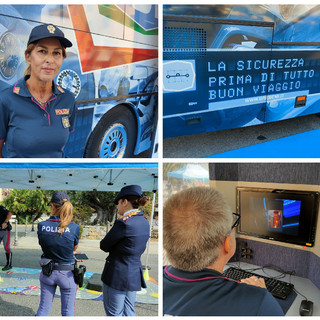 Campagna per la sicurezza stradale, tappa a Imperia per il pullman azzurro della Polizia di Stato (foto e video)