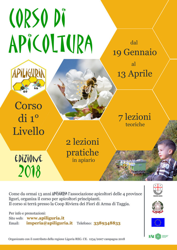 Dal 19 gennaio 'Apiliguria' organizza corso di apicoltura primo livello per principianti