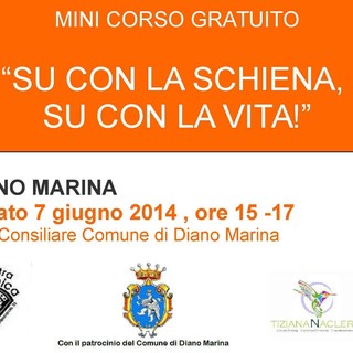 Diano Marina: sabato prossimo, mini corso gratuito ‘Su con la schiena, su con la vita’