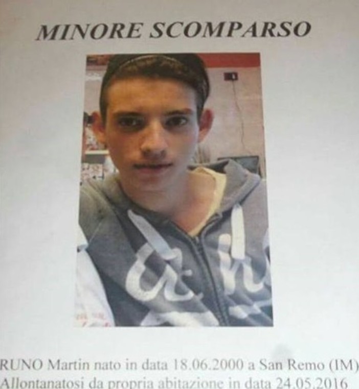 Ritrovato ad Imperia il 16enne Martin Bruno scomparso da casa due giorni fa a Ventimiglia