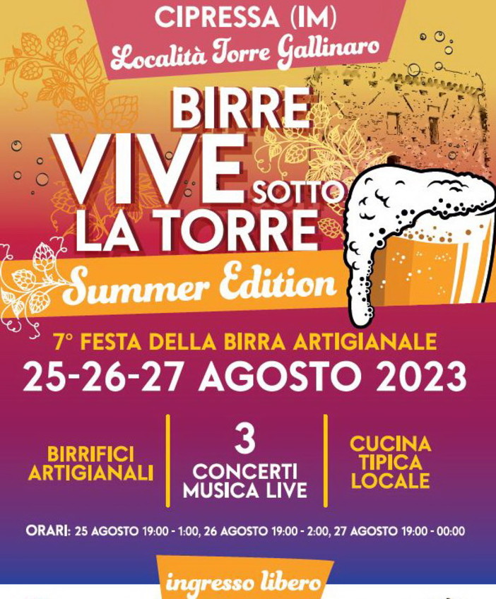 ‘Birre Vive sotto la Torre – Summer Edition’, torna l’appuntamento di Cipressa alla torre Gallinaro