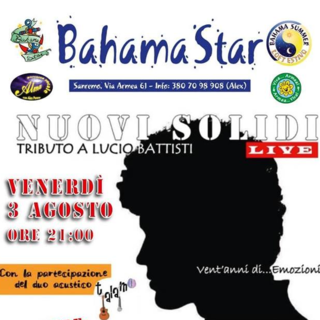 Il grande intrattenimento, al Bahama Star, si rinnova anche questo fine settimana. Giovedì Aperizumba e venerdì, tributo a Lucio Battisti con i Nuovi Solidi