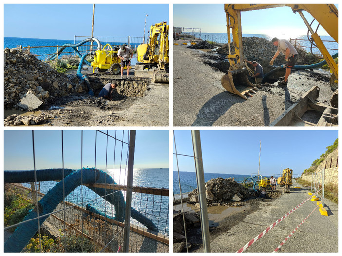 Diano Marina, ennesimo guasto della rete idrica sull'Incompiuta: rinviato a lunedì lo stop dell'erogazione dell'acqua (foto e video)