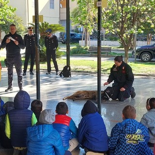 Taggia, i Carabinieri di Sanremo incontrano gli studenti della 'Pastonchi' insieme ai Cinofili