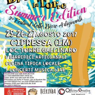 Cipressa: ad Agosto ritorna &quot;Birre vive sotto la Torre Summer edition&quot;. Tre giorni di birre artigianali, rock e cucina ligure