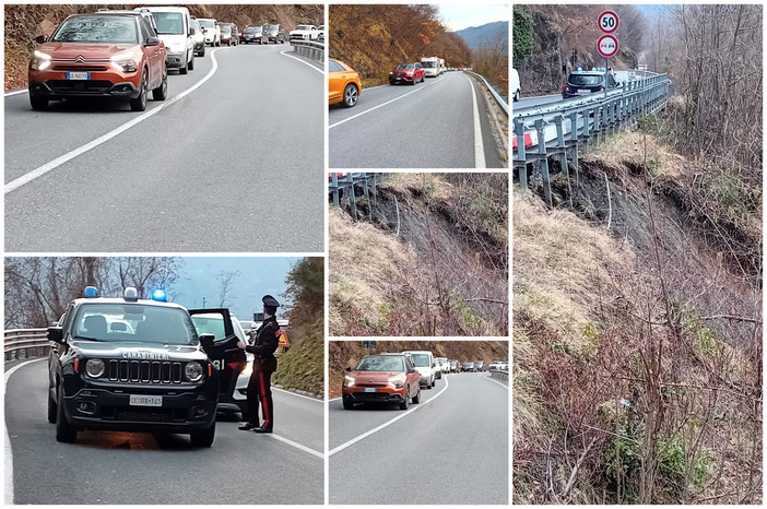 Frana sulla 28, lunghe code verso il Piemonte (foto)