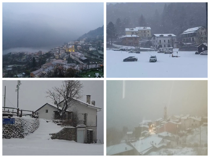 In provincia di Imperia San Valentino è ancora più romantico: lo spettacolo della neve avvolge l'entroterra (foto)