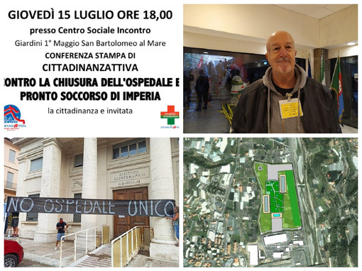 Ospedale unico, giovedì a San Bartolomeo Cittadinanza Attiva presenta i suoi studi sul futuro della sanità in provincia di Imperia