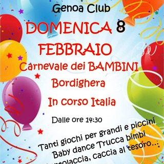 Bordighera. domenica prossima in corso Italia, appuntamento con il ‘Carnevale dei Bambini’