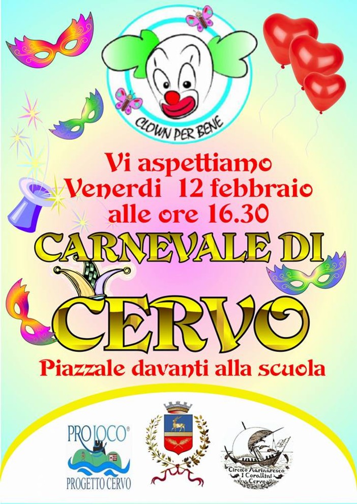 Cervo: venerdì pomeriggio i festeggiamenti per carnevale insieme alla squadra 'Clown x bene'